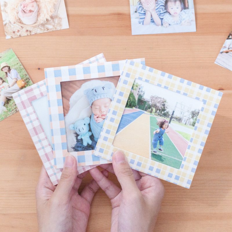 定制 手作方形纸相框【清新格纹】相片/纪念/装饰/摆饰/情侣礼物 - 画框/相框 - 纸 