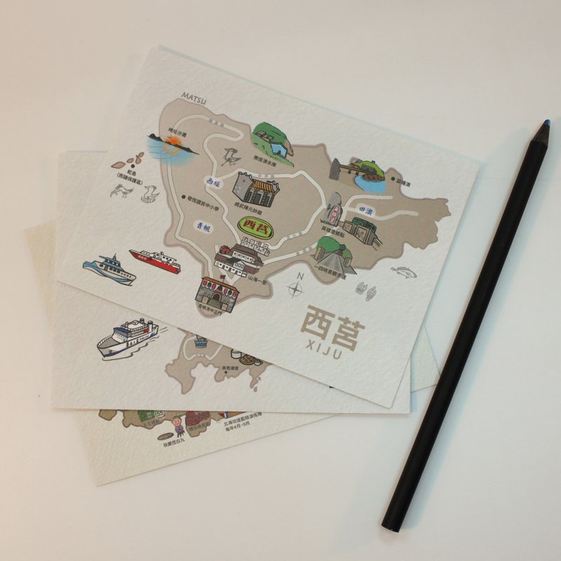 【西莒】马祖地图明信片_高质感水彩纸卡 - 卡片/明信片 - 纸 白色