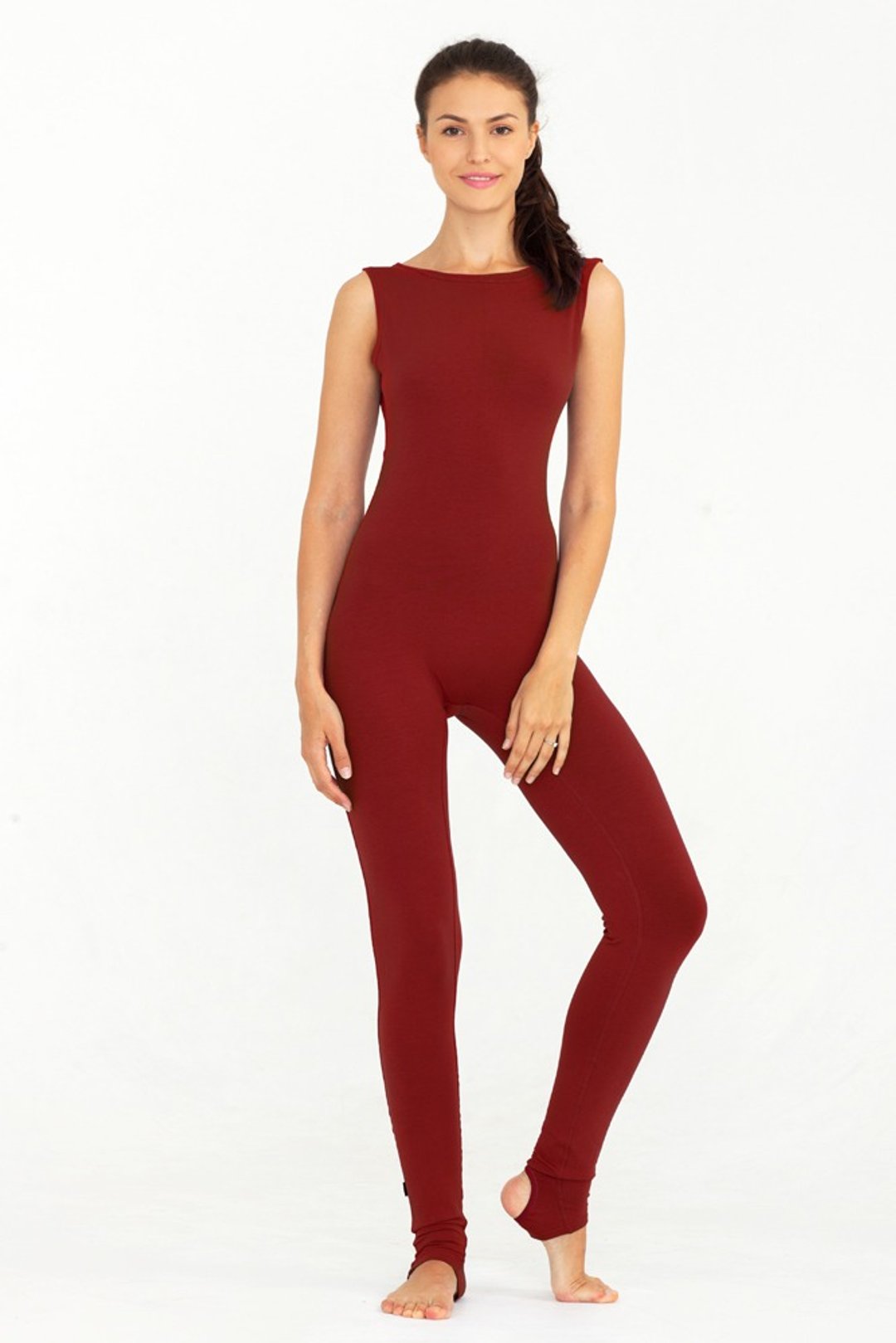 Yoga bodysuit, unitard #407. Organic cotton jumpsuit. Fitness suit. Yoga wear - 背带裤/连体裤 - 棉 红色