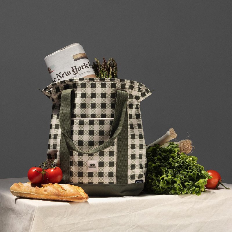 西班牙Lefrik - 15'Root Tote两用环保背包 | 绿格 | 防泼水电脑 - 后背包/双肩包 - 塑料 绿色