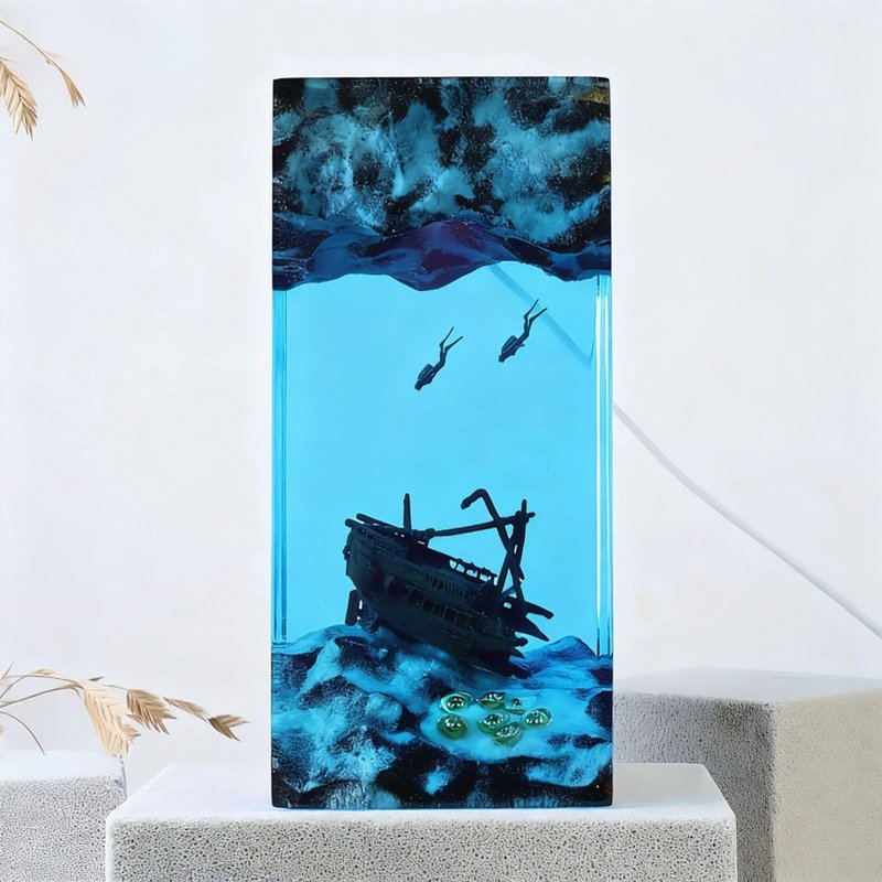 溶洞鲸鱼潜水员创意灯 情侣探险礼物 - 灯具/灯饰 - 木头 蓝色