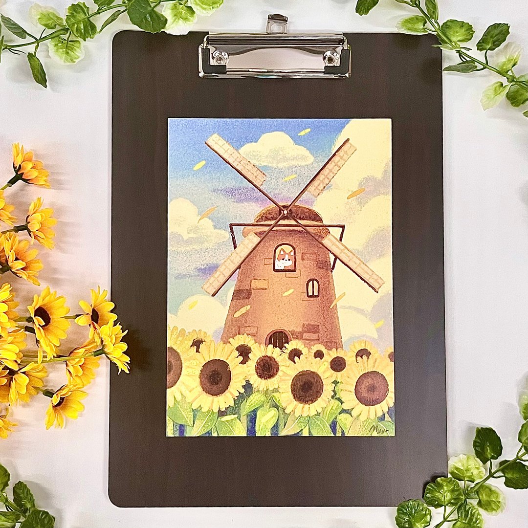 poster size a5 sunflower field - 海报/装饰画/版画 - 纸 黄色