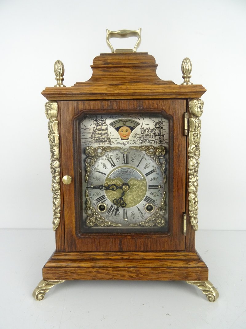 复古荷兰 Warmink 座钟 – 典藏中世纪月相显示 - 时钟/闹钟 - 木头 咖啡色