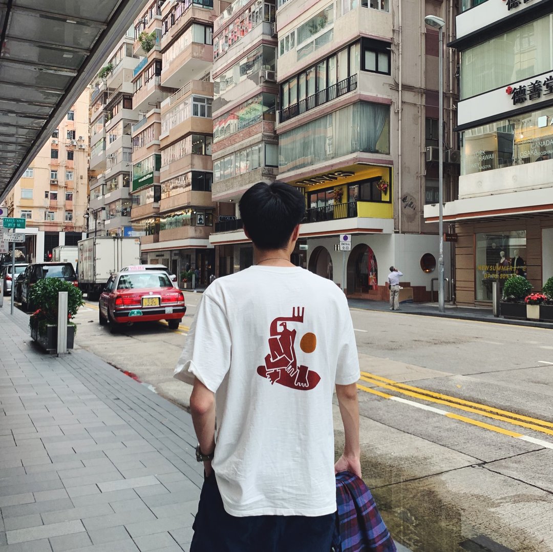 夏季必备 美式抽象插画 少年滑板短袖T恤  重磅竹节棉 质感超好~ - 男装上衣/T 恤 - 棉 白色