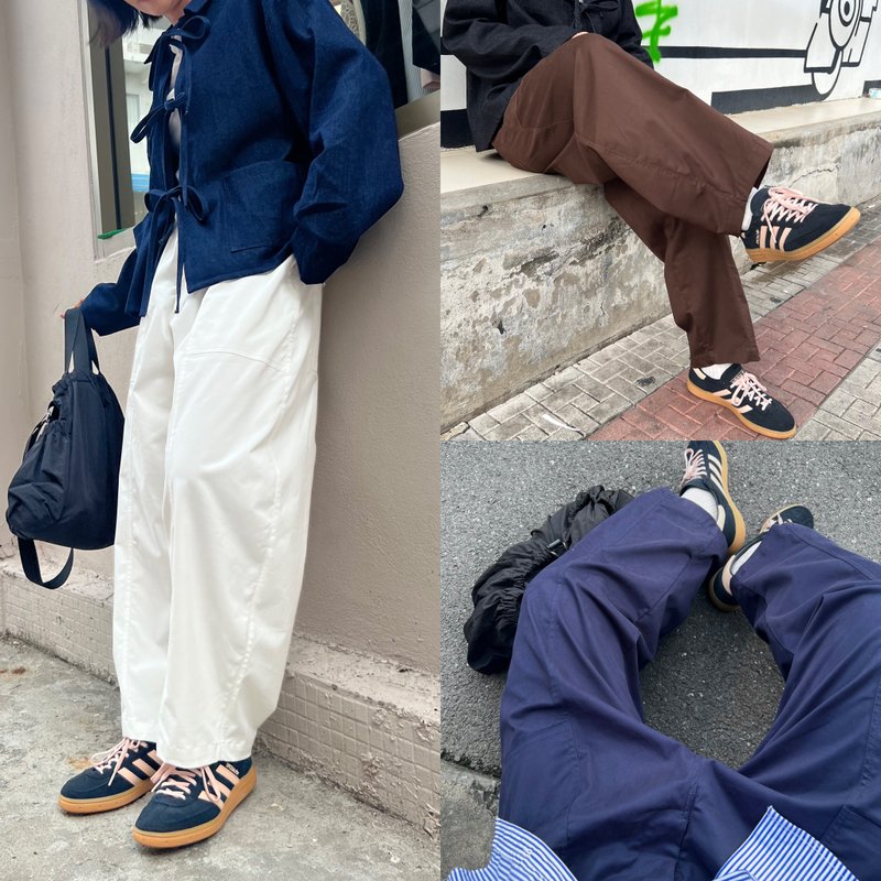 圆筒裤 - 女装长裤 - 其他材质 咖啡色