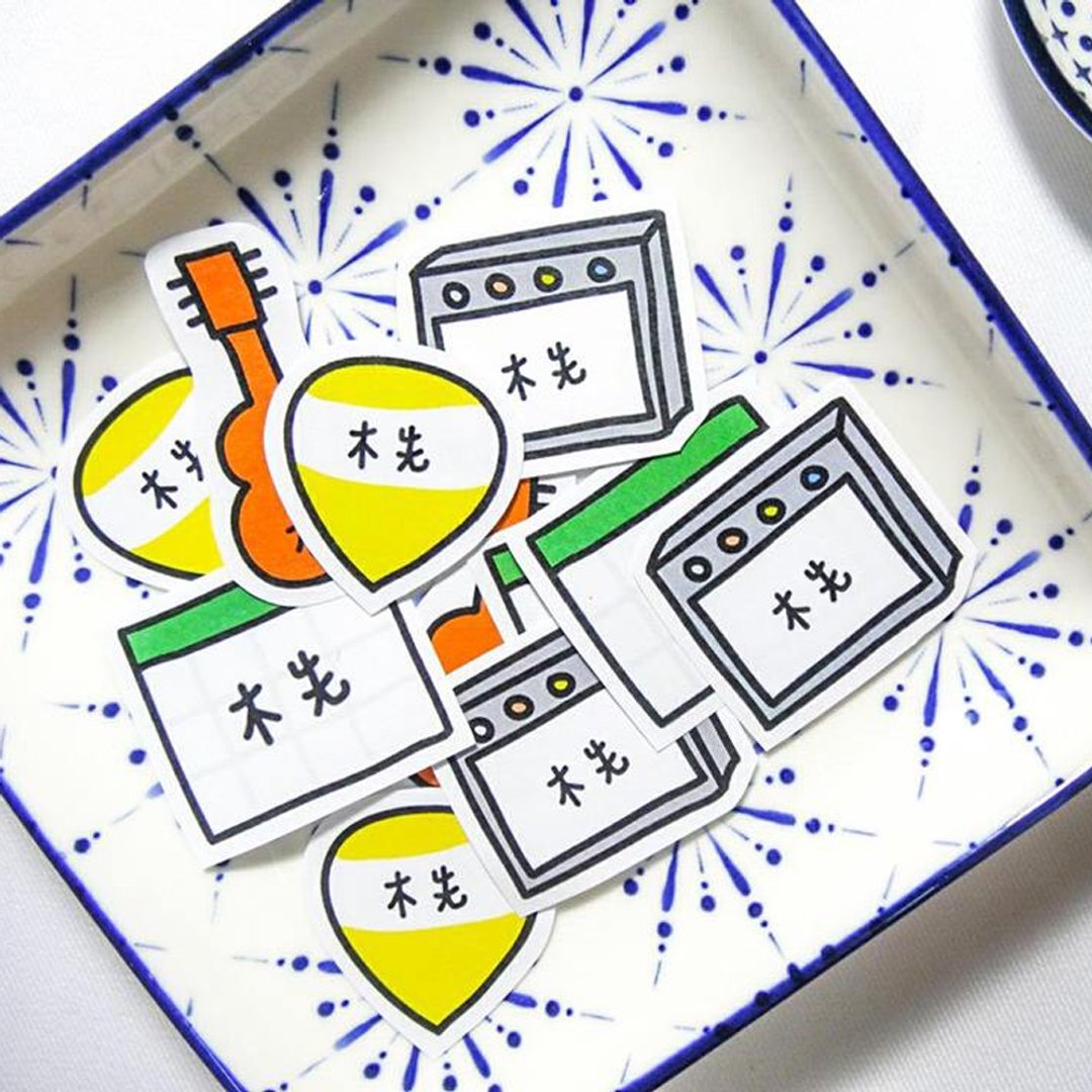 白底防水姓名贴 | 吉他 60张入 - 贴纸 - 防水材质 