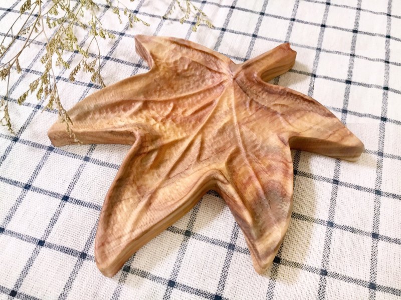 国产材-枫叶造型茶点盘-台湾青枫 - 厨房用具 - 木头 咖啡色