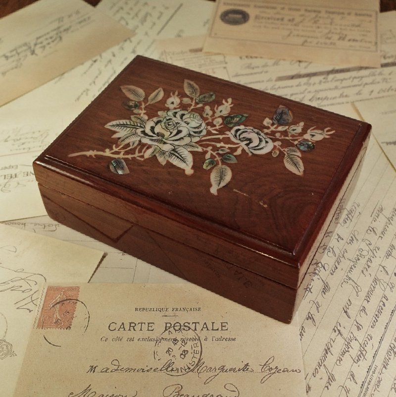 日本 传统手工艺 嵌螺钿 古工艺 红木珠宝盒 首饰盒 饰品盒 15cm - 收纳用品 - 木头 咖啡色