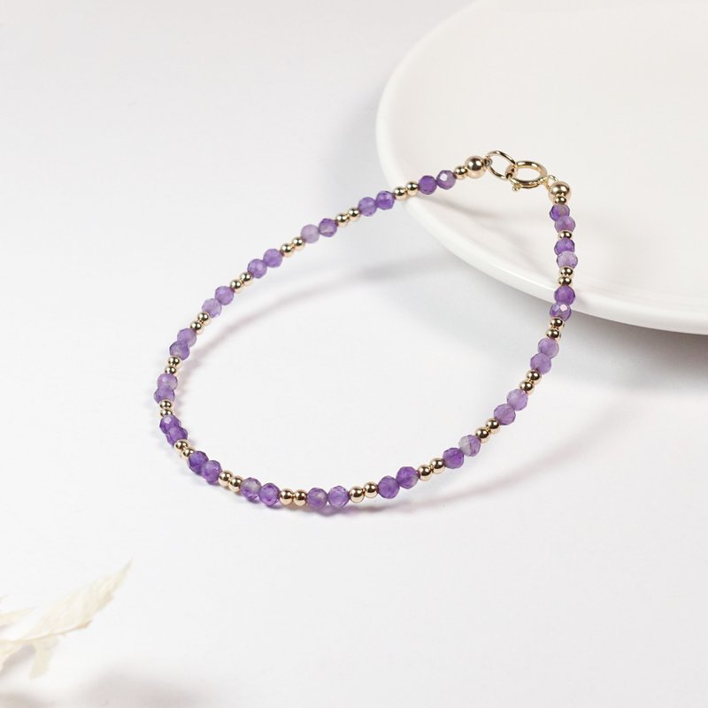 二月诞生石 紫水晶 l 智慧 × 人缘 × 招财 l 美国14KGF极细手链 - 手链/手环 - 水晶 紫色