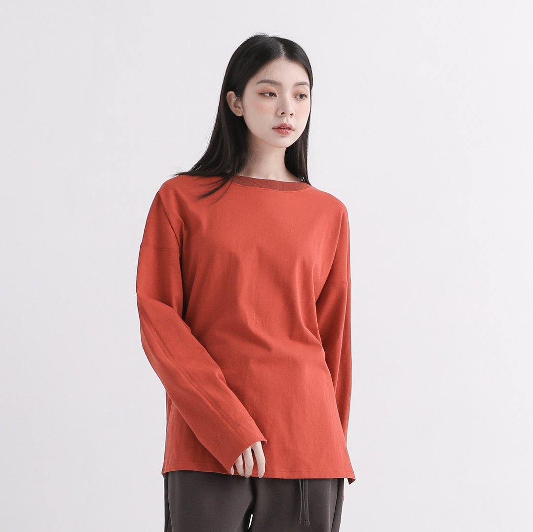 //SUMI x WEARMACAU//Qiyuan_起源素面上衣_21AF001_砖红 - 女装上衣 - 棉 红色