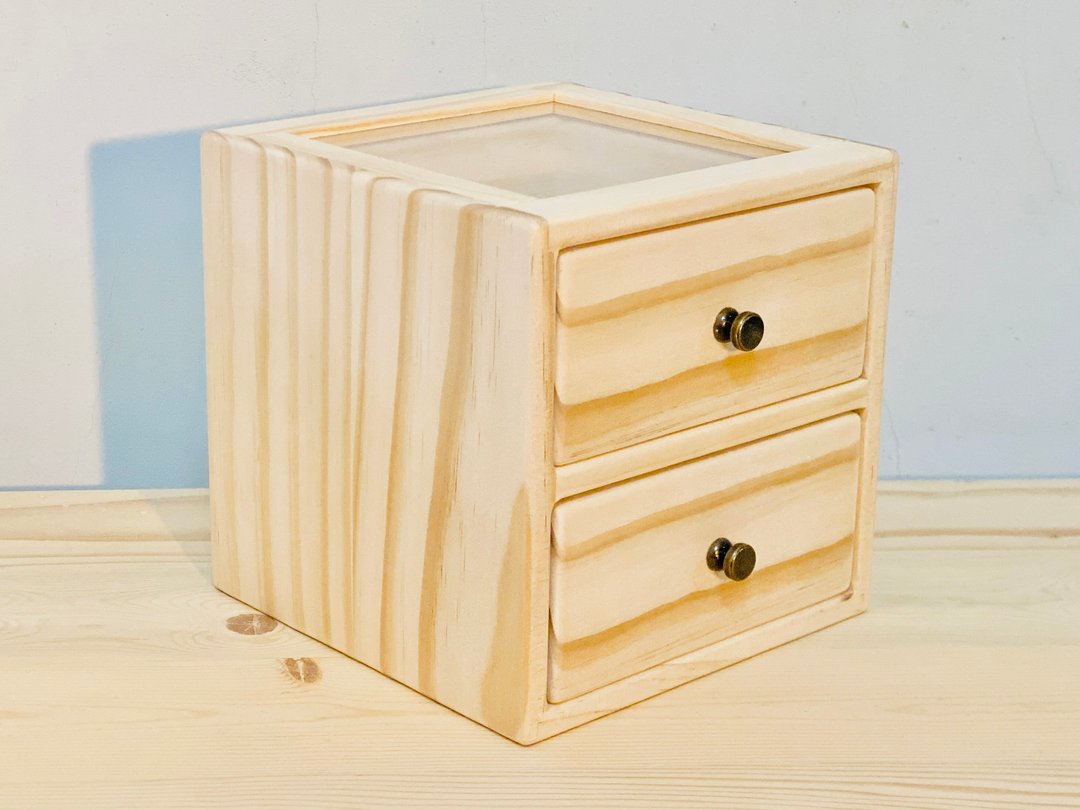 透明抽屉收纳盒 2楼版 【 16 x16 x16 】- 木作系列 - 收纳用品 - 木头 卡其色