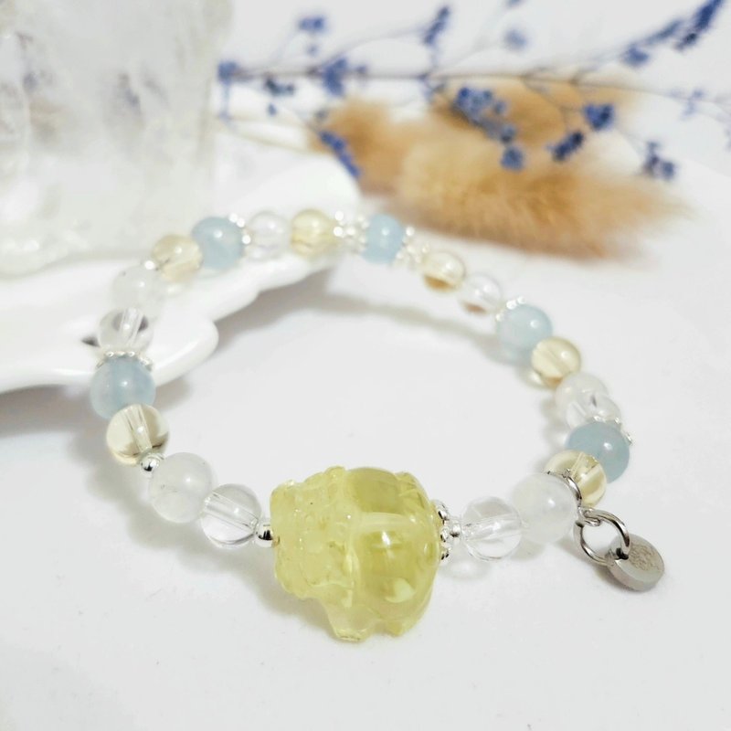 黄水晶龙龟设计手链/招桃花招财、增强沟通能力之水晶 - 手链/手环 - 水晶 黄色