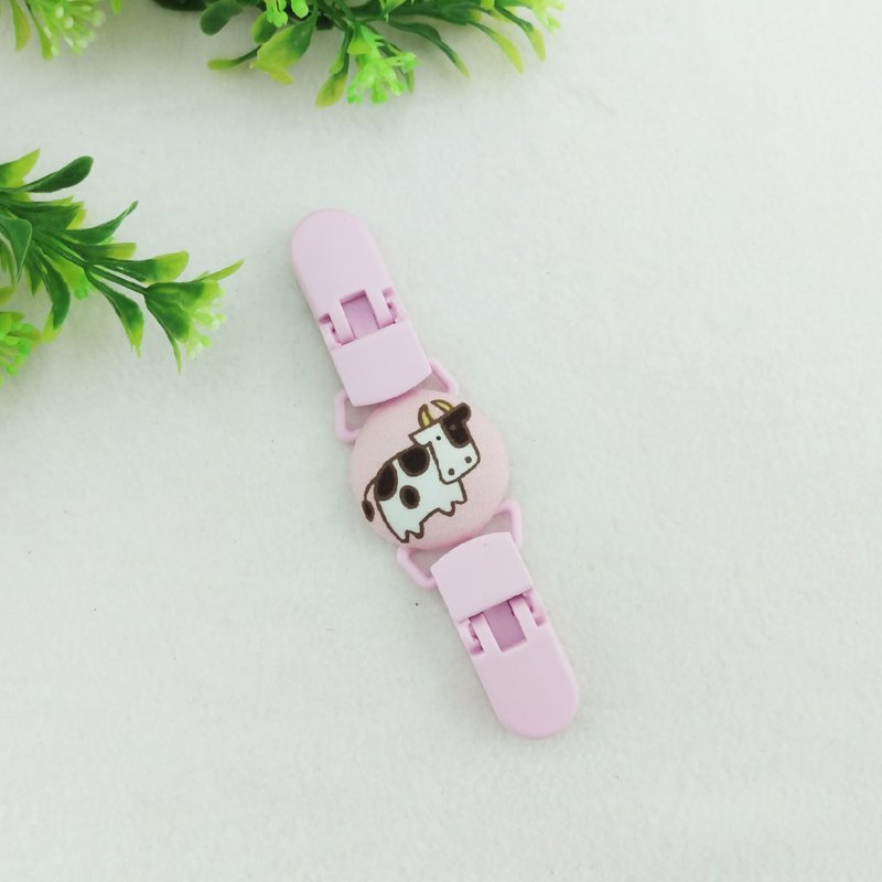 可爱乳牛。手帕夹 / 万用夹 / 玩具夹 / 双头夹 (牛年宝宝) - 围嘴/口水巾 - 棉．麻 粉红色