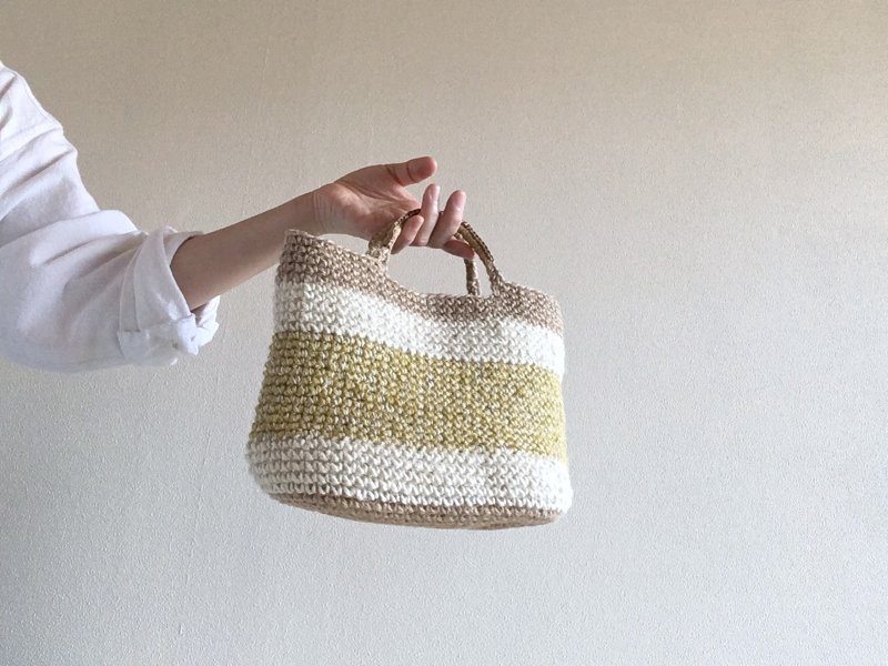 麻绳包 mini Mimosa - 手提包/手提袋 - 棉．麻 黄色