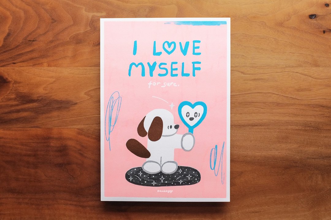 | I love myself for sure. |A4 Risograph 海报 - 海报/装饰画/版画 - 纸 粉红色