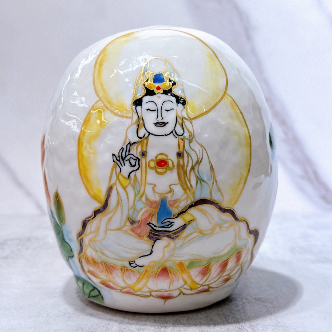 【慈慧达摩】日本清水烧达摩| 仫绘 观音 中号 - 摆饰 - 瓷 白色