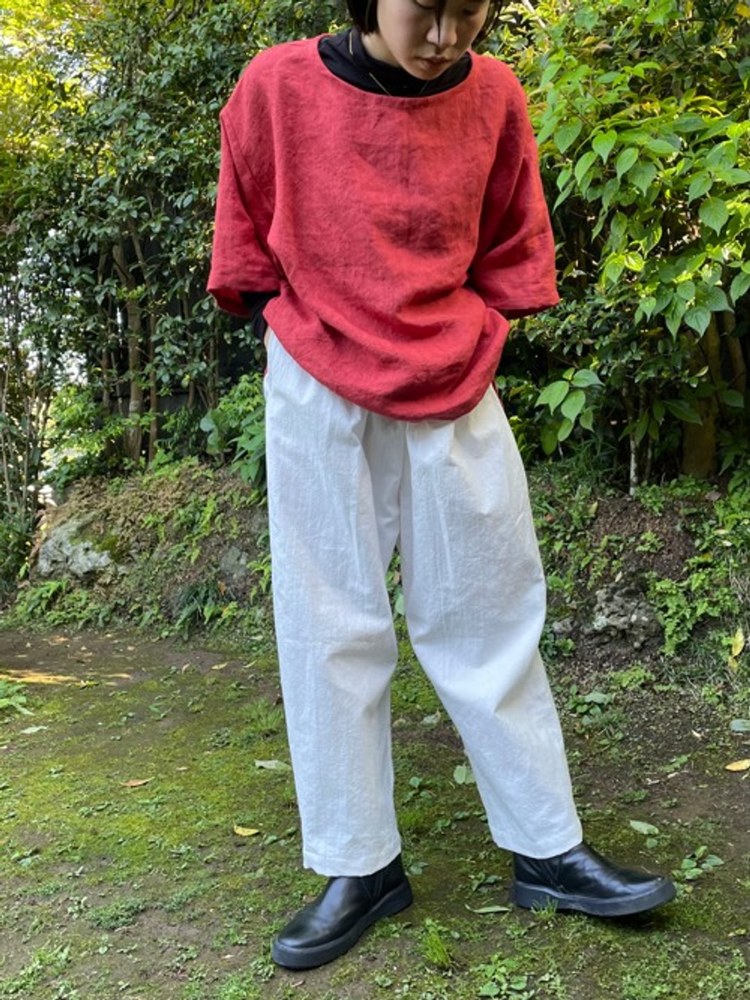 Cotton Linen loose tapered pants - 女装长裤 - 棉 