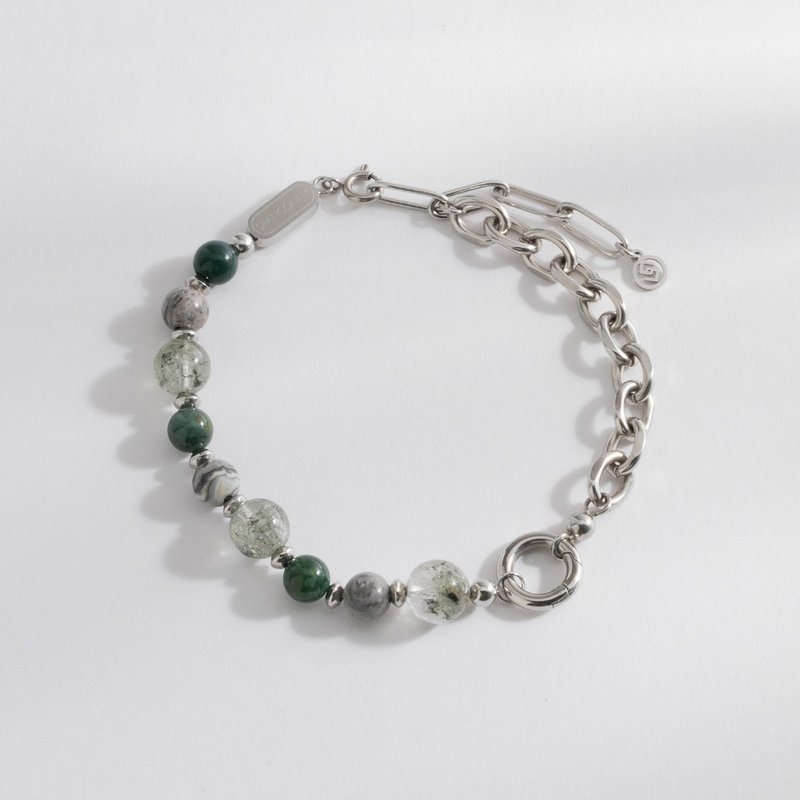 CONNY 海洋联名 | 绿幽灵 水草玛瑙 地图石 | 男款水晶手链 - 手链/手环 - 水晶 绿色