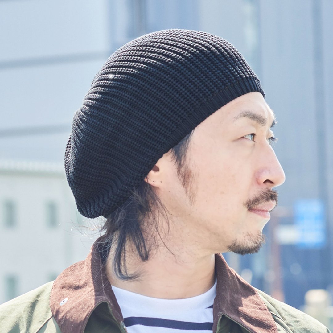 Rankin 慵懒粗编织针织贝雷帽 - 帽子 - 压克力 黑色