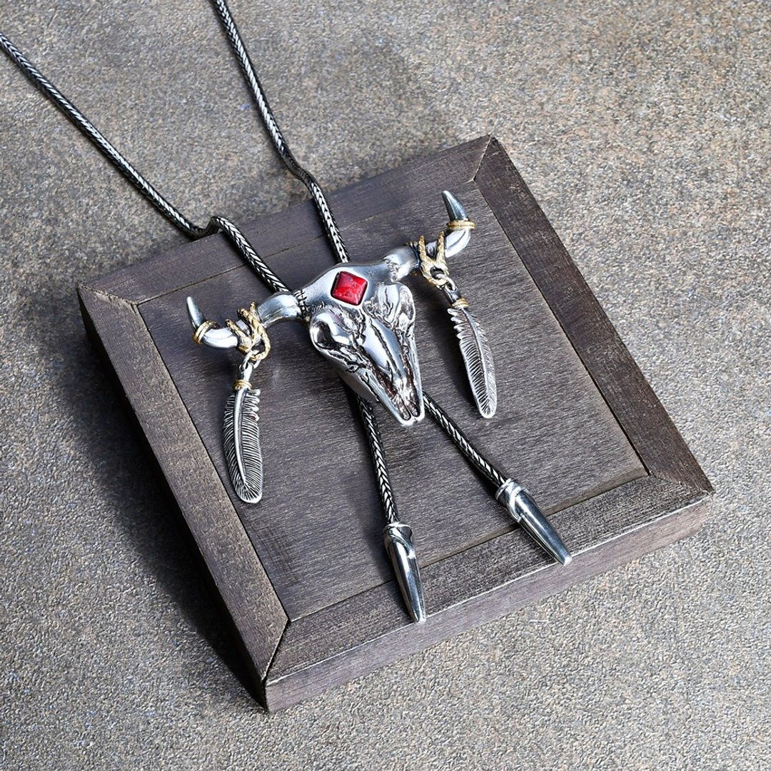 十二生肖 牛中豪杰 牛年 保罗领带 Bolo Tie 领绳项链 金属绳领带 - 领带/领带夹 - 铜/黄铜 银色