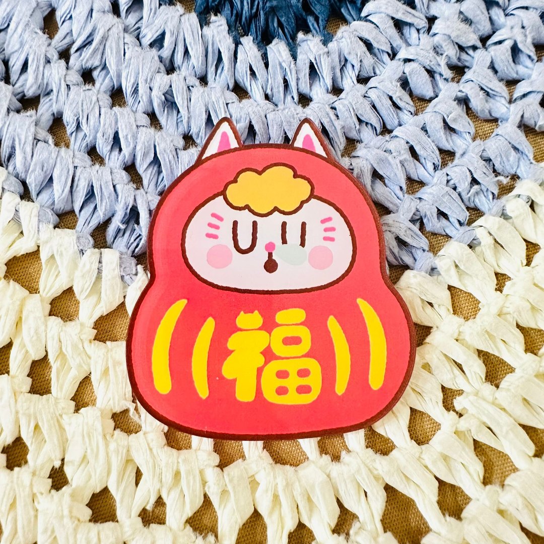 Kingnekosan 压克力造型别针 Kiyo达磨 - 胸针 - 塑料 红色