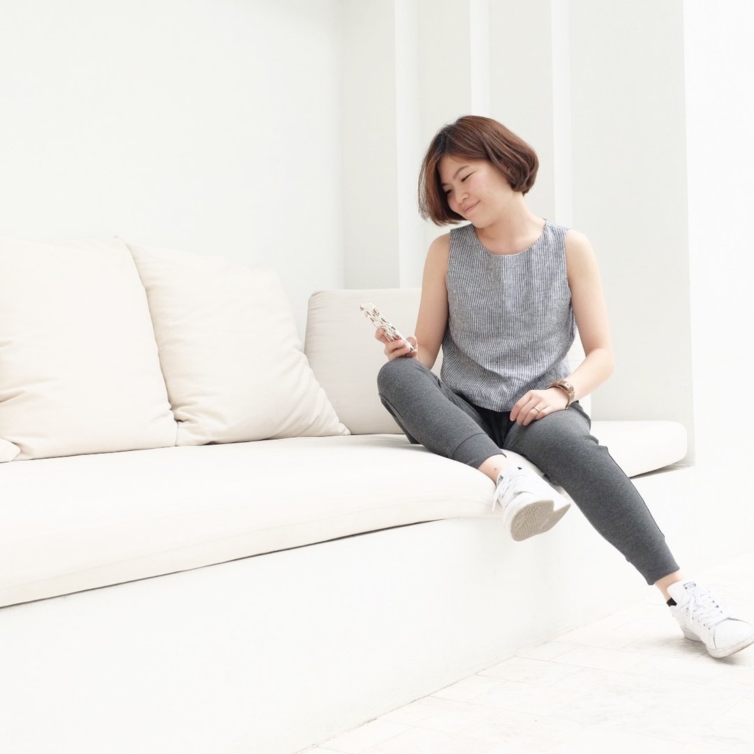 极简亚麻无袖上衣-深灰色 - 女装上衣 - 棉 黑色