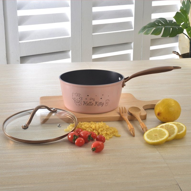 【SANRIO】HELLO KITTY玫瑰金系列 18厘米单柄汤锅 - 锅具/烤盘 - 铝合金 粉红色