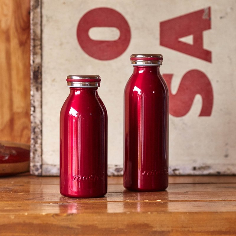 日本MOSH!牛奶系保温保冷瓶金属色450ML(葡萄酒红) - 保温瓶/保温杯 - 不锈钢 红色