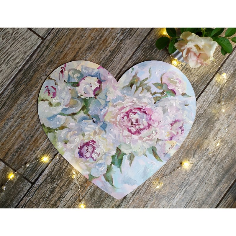 Peonies painting Flower Original Art Floral Artwork Fine Art Oil Painting - 海报/装饰画/版画 - 其他材质 多色