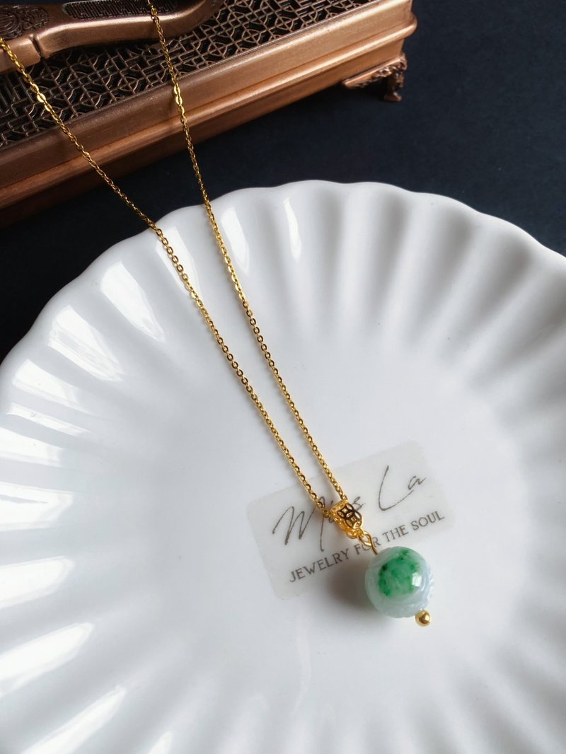 【翠珠・静雅之心】天然缅甸翡翠 飘阳绿 圆珠 项链 礼物 长辈礼 - 项链 - 玉石 绿色