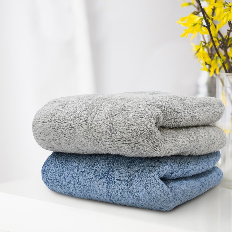 【MORINO】瞬间吸水凉感加长版毛巾 - 毛巾浴巾 - 棉．麻 蓝色