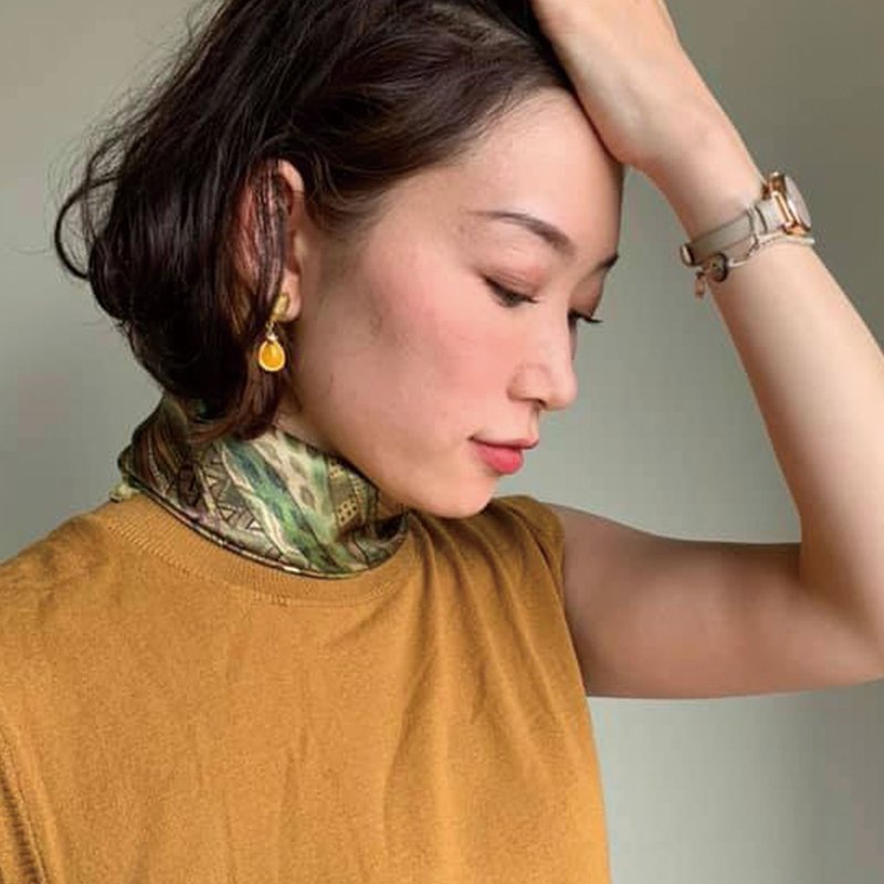 50cm 方巾｜丝巾｜丛林猎豹图案｜丝巾｜ChristalART - 手帕/方巾 - 其他材质 金色