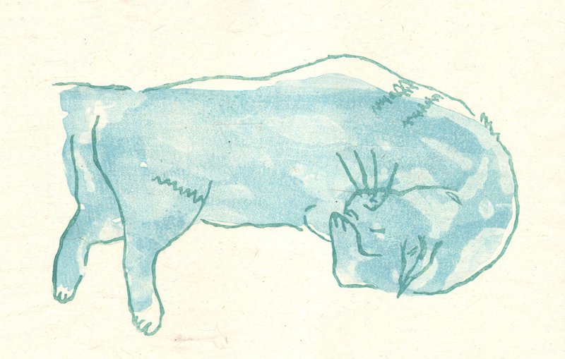 水印木刻/限量版画 - Sleep cat - 海报/装饰画/版画 - 纸 白色