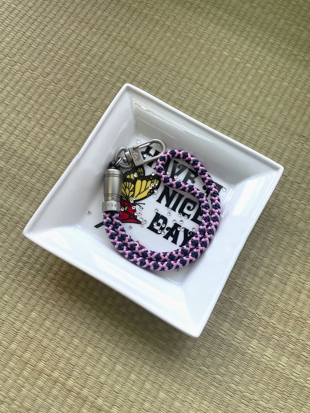 niji 6mm手腕绳 粉红/深蓝色钻石纹 - 其他 - 尼龙 多色