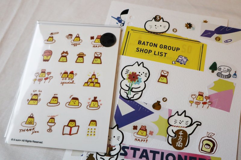 丁丁CAFE 透明 亮面 图鉴贴纸 附明信片一张 - 贴纸 - 塑料 