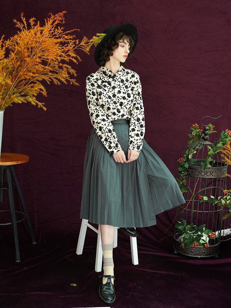 MintCheese 法式浪漫时髦 小众不对称设计高级灰百褶裙 - 裙子 - 聚酯纤维 灰色