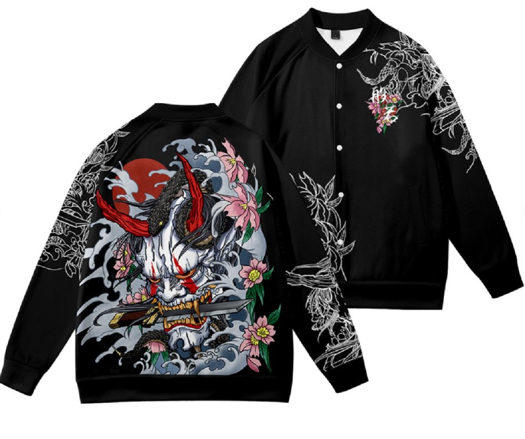 美国Fools Day Hannya Mask Jacket - 男装外套 - 尼龙 黑色