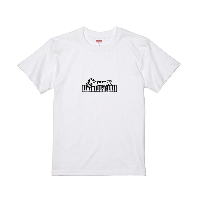 我的碍猫T恤 - 练琴 - 中性连帽卫衣/T 恤 - 棉．麻 白色