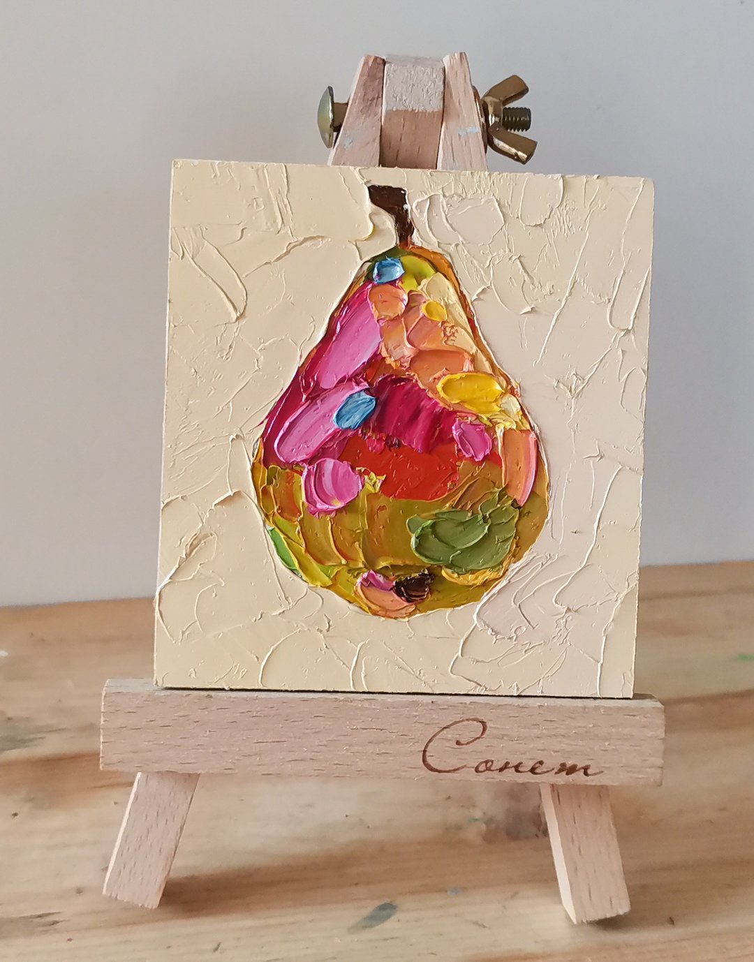 Pear Painting 油畫原作 Original Art 手工油畫 Oil Painting 掛畫 Fruit Art by Verafe - 海报/装饰画/版画 - 其他材质 橘色