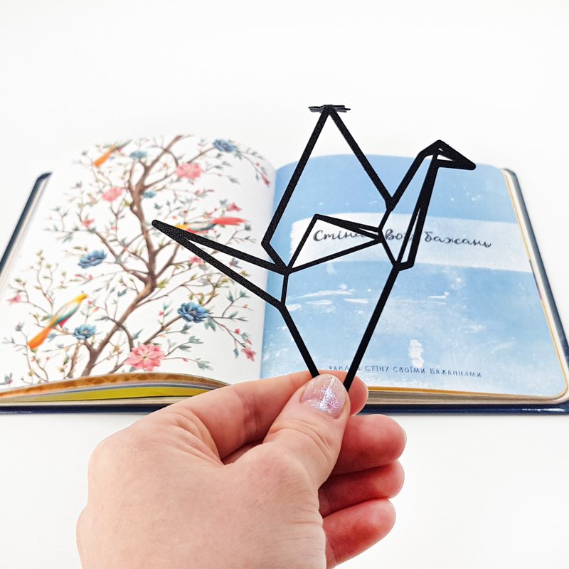 折纸鸟金属书签 — 简约几何阅读配件 - 书签 - 其他金属 黑色