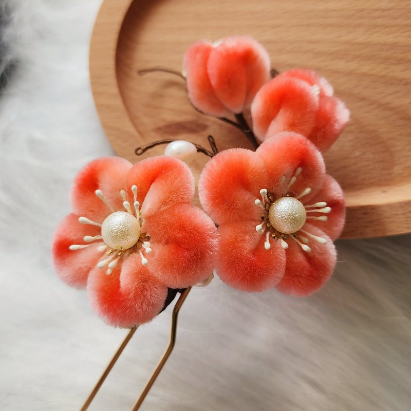 非遗绒花 • 桃粉胖绒 - 发饰 - 其他材质 粉红色