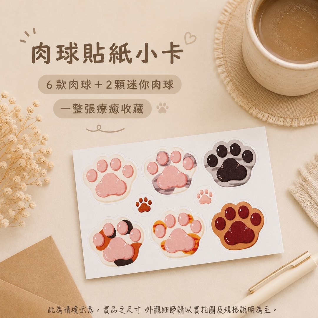 猫掌肉球贴纸包 一包含两张贴纸 - 贴纸 - 纸 