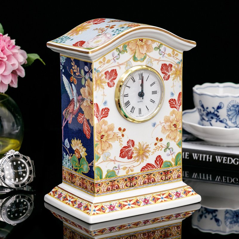 英国制Spode斯波德2003蝶舞香韵花园华尔兹骨瓷蜂鸟限量桌钟时钟 - 时钟/闹钟 - 瓷 