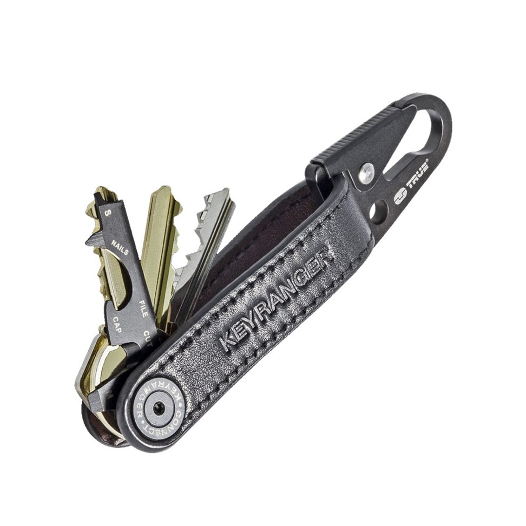 【True Utility】英国多功能皮革钥匙圈工具扣环Keyranger - 钥匙链/钥匙包 - 人造皮革 黑色
