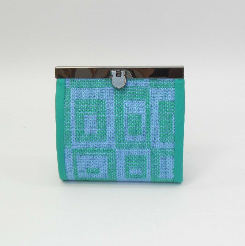 手织布 口金短夹02 - 皮夹/钱包 - 棉．麻 绿色