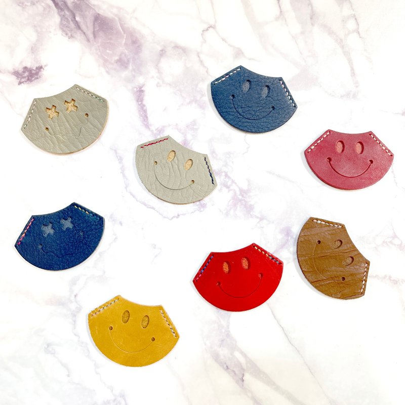 手工缝制笑脸皮革书签 页角夹 文青 婚礼小物 敲字 - 书签 - 真皮 多色