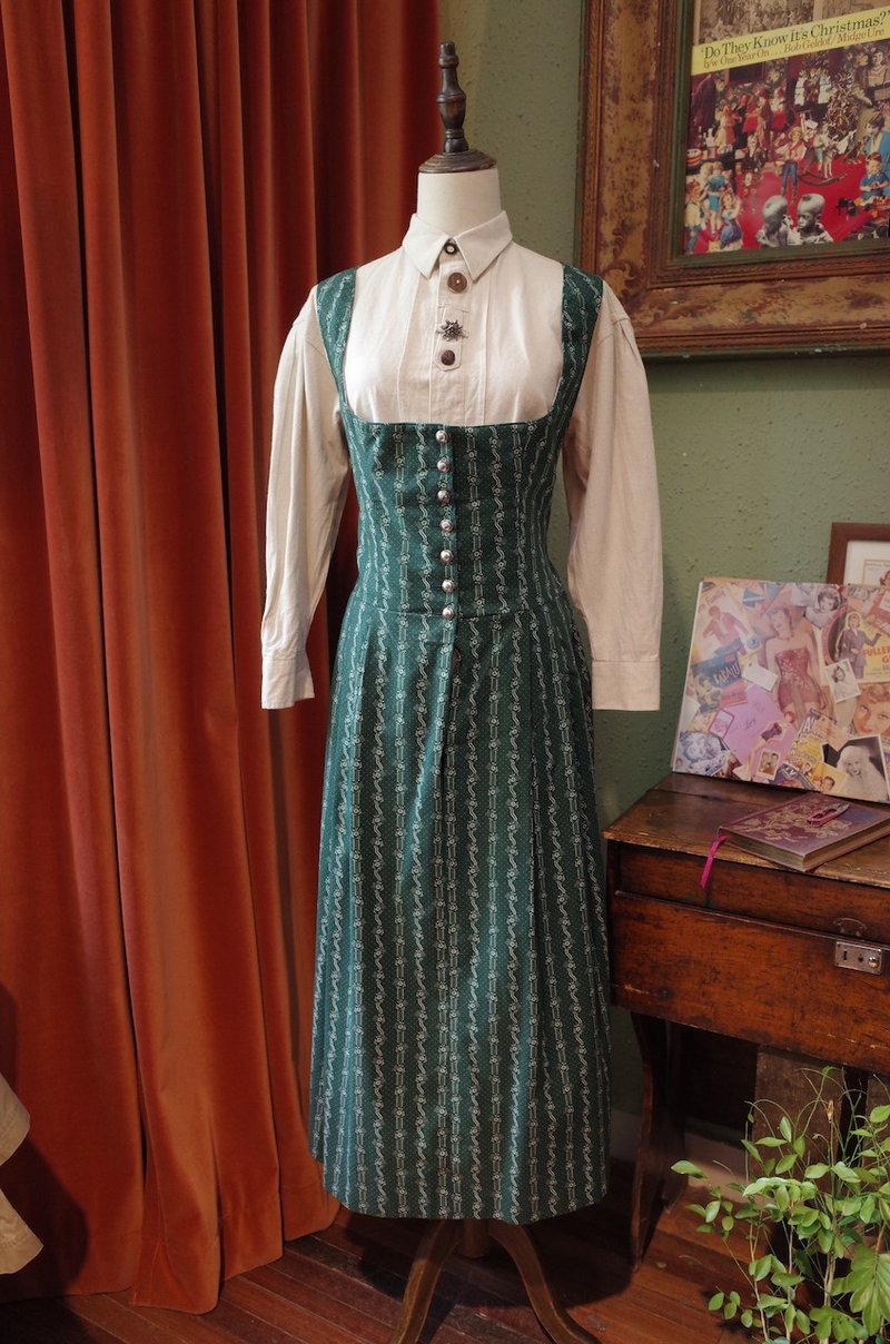 vintage dress德国传统drndl连衣裙古着洋裙 - 洋装/连衣裙 - 棉．麻 