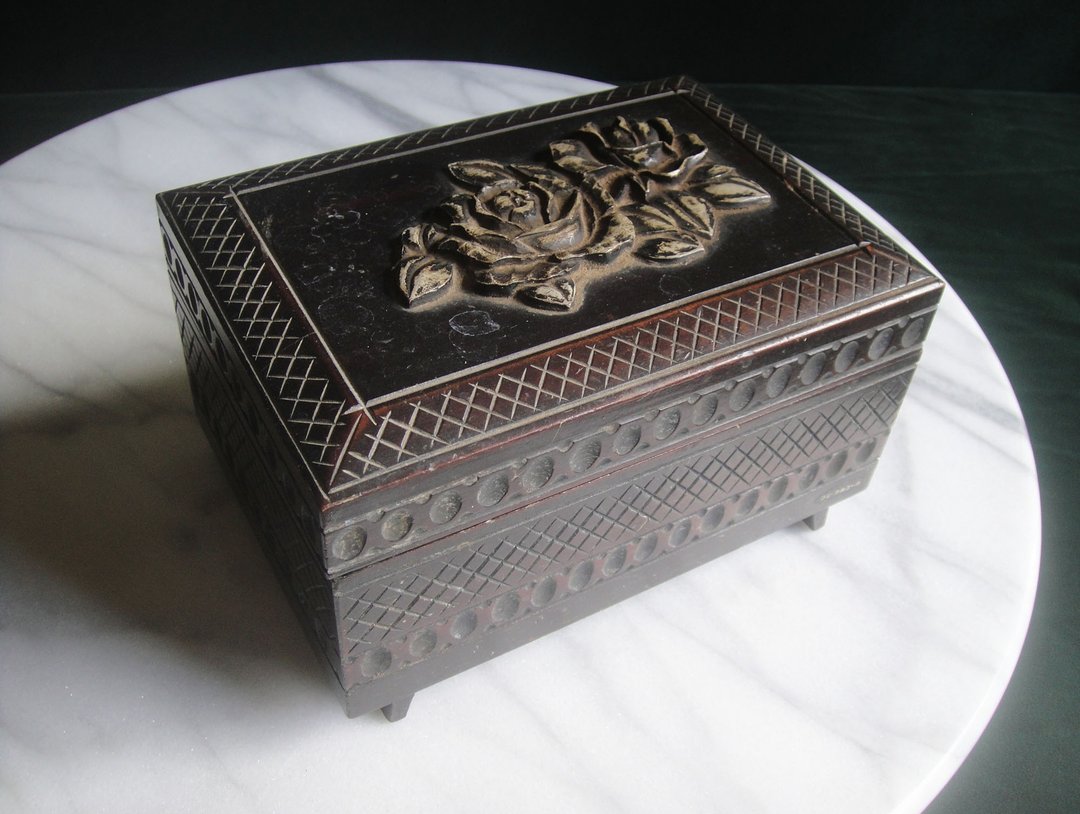 【老时光 OLD-TIME】早期二手日本制木制音乐珠宝盒 - 收纳用品 - 其他材质 多色