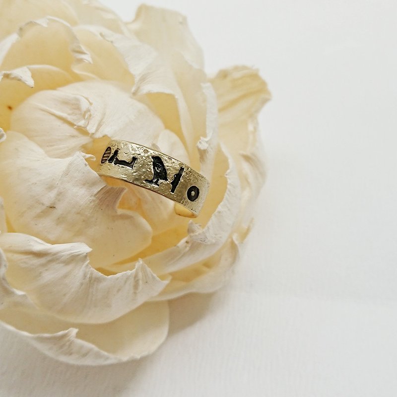 【定制化礼物】埃及系 -疗愈小语- 象形文黄铜宽戒指 定制化刻字 - 戒指 - 其他金属 金色