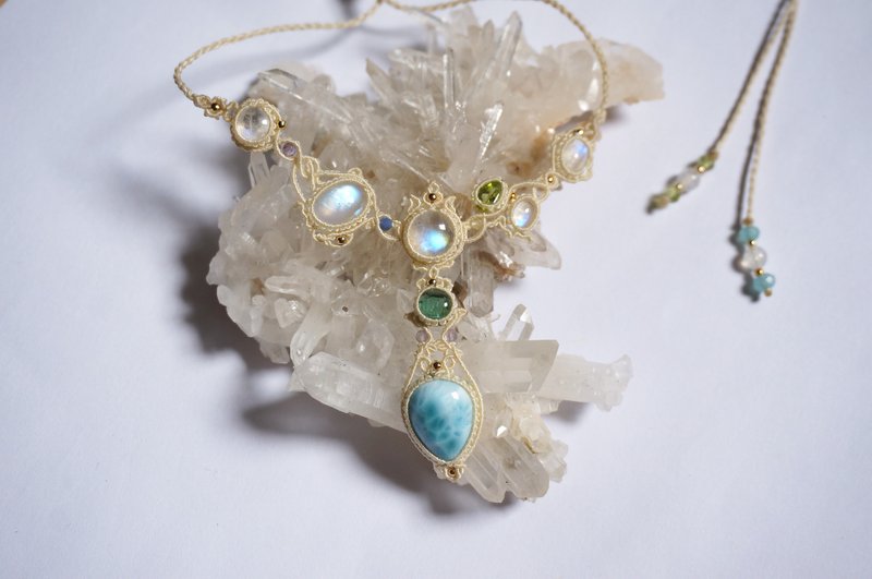 | 光明自性| MC设计原创.手工.编织.月光石海纹石组合项链 - 项链 - 半宝石 